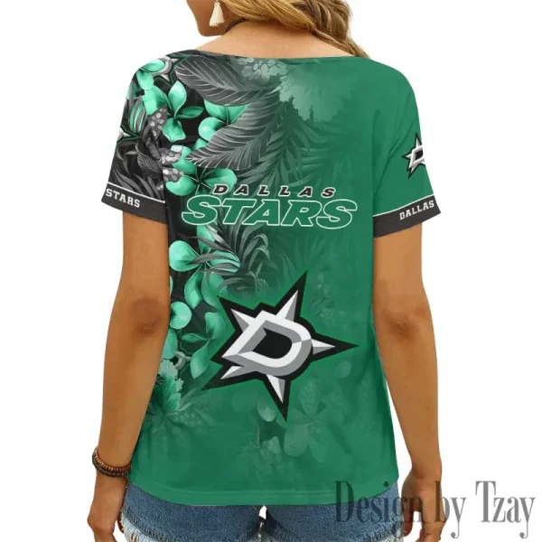 Dallas Stars NHL Girl Clothes Summer V-neck Short-sleeved Tees New 2025 AGCWTS1018 - Image 2