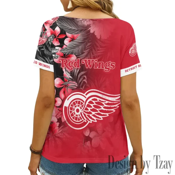 Detroit Red Wings NHL Girl Clothes Summer V-neck Short-sleeved Tees New 2025 AGCWTS1019 - Image 2