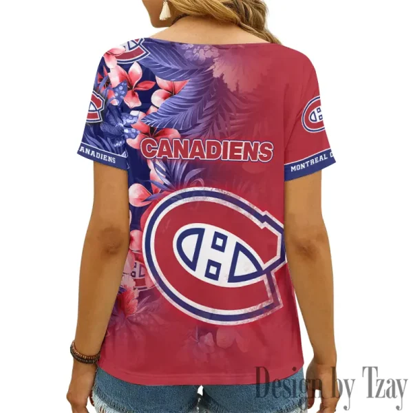 Montreal Canadiens NHL Girl Clothes Summer V-neck Short-sleeved Tees New 2025 AGCWTS1022 - Image 2