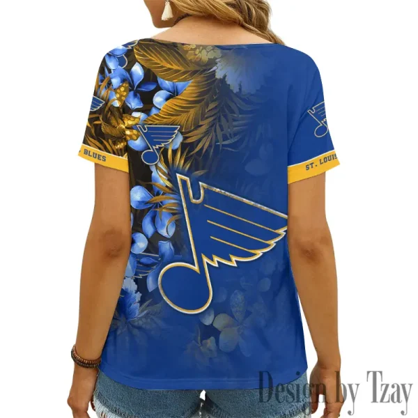 St Louis Blues NHL Girl Clothes Summer V-neck Short-sleeved Tees New 2025 AGCWTS1024 - Image 2