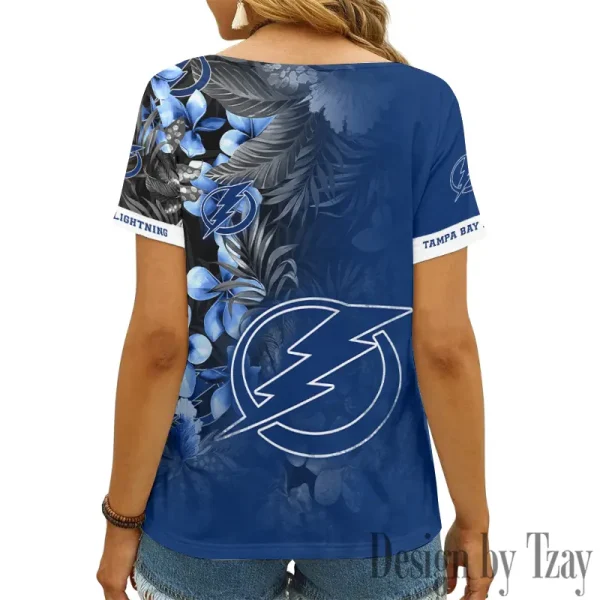Tampa Bay Lightning NHL Girl Clothes Summer V-neck Short-sleeved Tees New 2025 AGCWTS1025 - Image 2