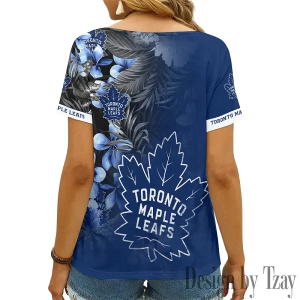 Toronto Maple Leafs NHL Girl Clothes Summer V-neck Short-sleeved Tees New 2025 AGCWTS1026 - Image 2