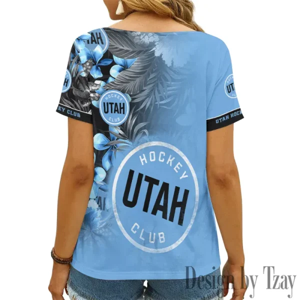 Utah Hockey Club NHL Girl Clothes Summer V-neck Short-sleeved Tees New 2025 AGCWTS1027 - Image 2
