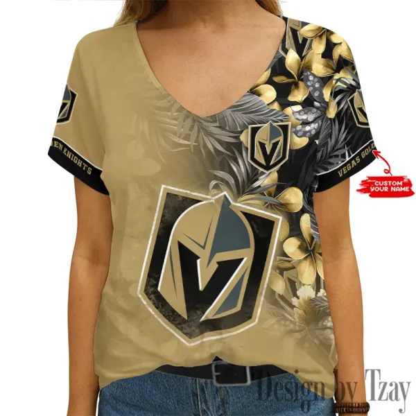 Vegas Golden Knights NHL Girl Clothes Summer V-neck Short-sleeved Tees New 2025 AGCWTS1029