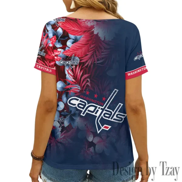Washington Capitals NHL Girl Clothes Summer V-neck Short-sleeved Tees New 2025 AGCWTS1030 - Image 2