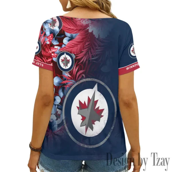 Winnipeg Jets NHL Girl Clothes Summer V-neck Short-sleeved Tees New 2025 AGCWTS1031 - Image 2