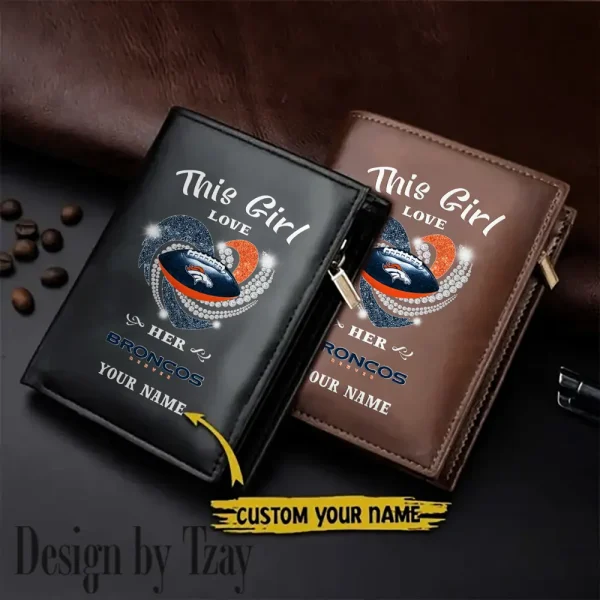 Denver Broncos Leather Wallets Vertical Style SPTLVW554