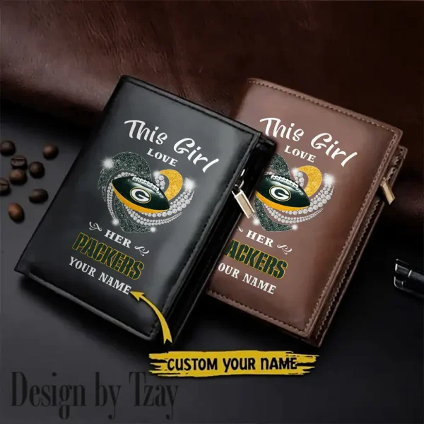 Green Bay Packers Leather Wallets Vertical Style SPTLVW556