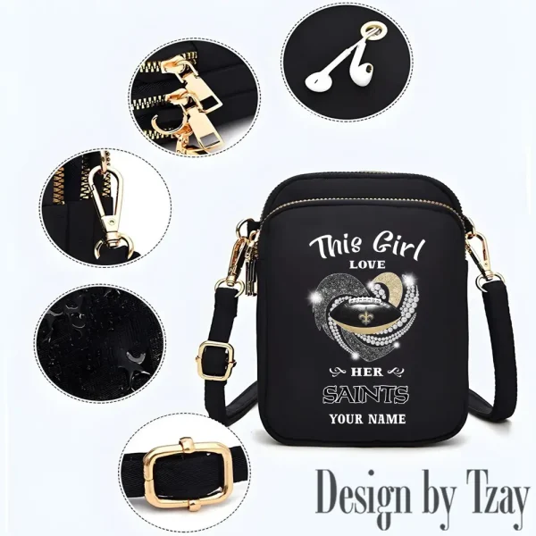 New Orleans Saints New Style 2025 Ladies Crossbody Bag With Adjustable Strap S9CBB445 - Image 2