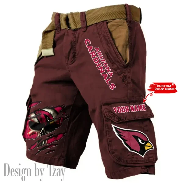 Arizona Cardinals Pocket Print Cargo Shorts (Belt Not Included) trending 2025 S9MCS335