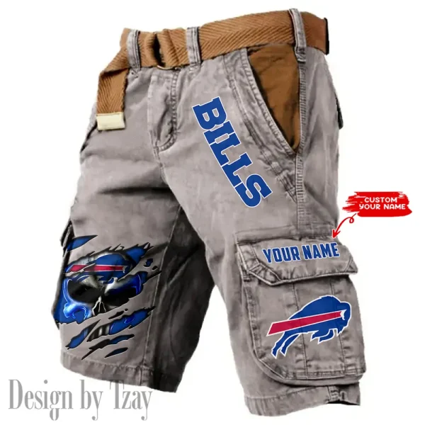 Buffalo Bills Pocket Print Cargo Shorts (Belt Not Included) trending 2025 S9MCS338