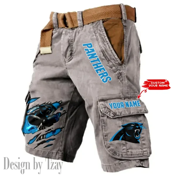 Carolina Panthers Pocket Print Cargo Shorts (Belt Not Included) trending 2025 S9MCS339 - Image 2