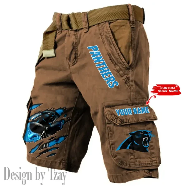 Carolina Panthers Pocket Print Cargo Shorts (Belt Not Included) trending 2025 S9MCS339 - Image 3