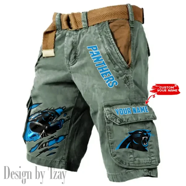 Carolina Panthers Pocket Print Cargo Shorts (Belt Not Included) trending 2025 S9MCS339 - Image 5