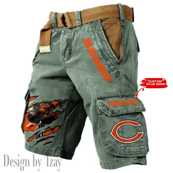 Chicago Bears Pocket Print Cargo Shorts (Belt Not Included) trending 2025 S9MCS340 - Image 2