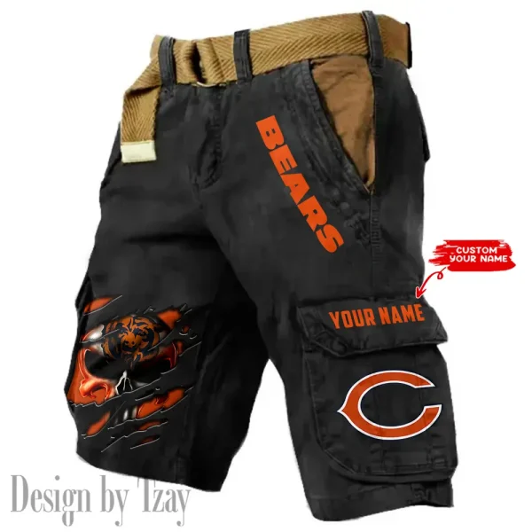 Chicago Bears Pocket Print Cargo Shorts (Belt Not Included) trending 2025 S9MCS340 - Image 3
