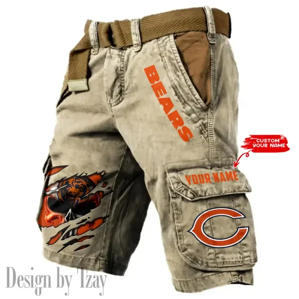 Chicago Bears Pocket Print Cargo Shorts (Belt Not Included) trending 2025 S9MCS340 - Image 4