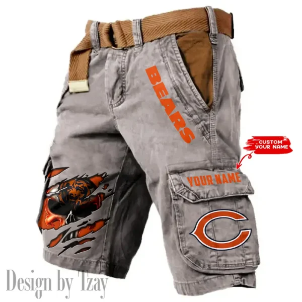 Chicago Bears Pocket Print Cargo Shorts (Belt Not Included) trending 2025 S9MCS340 - Image 5