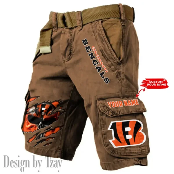 Cincinnati Bengals Pocket Print Cargo Shorts (Belt Not Included) trending 2025 S9MCS341 - Image 2