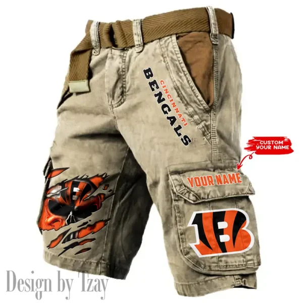 Cincinnati Bengals Pocket Print Cargo Shorts (Belt Not Included) trending 2025 S9MCS341 - Image 3