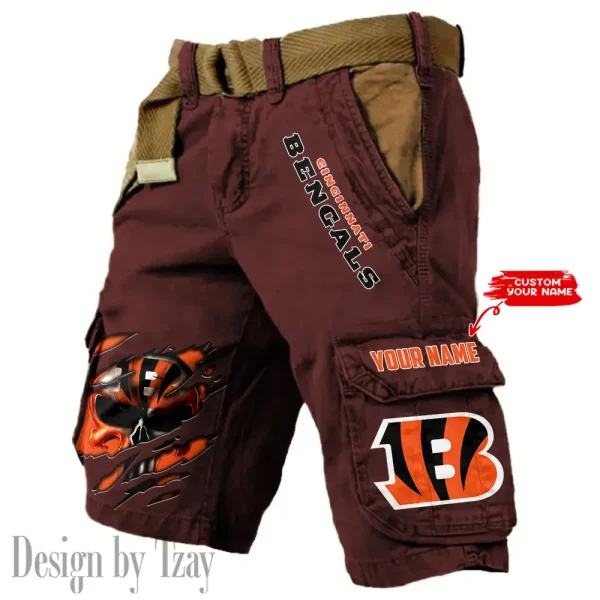 Cincinnati Bengals Pocket Print Cargo Shorts (Belt Not Included) trending 2025 S9MCS341 - Image 5
