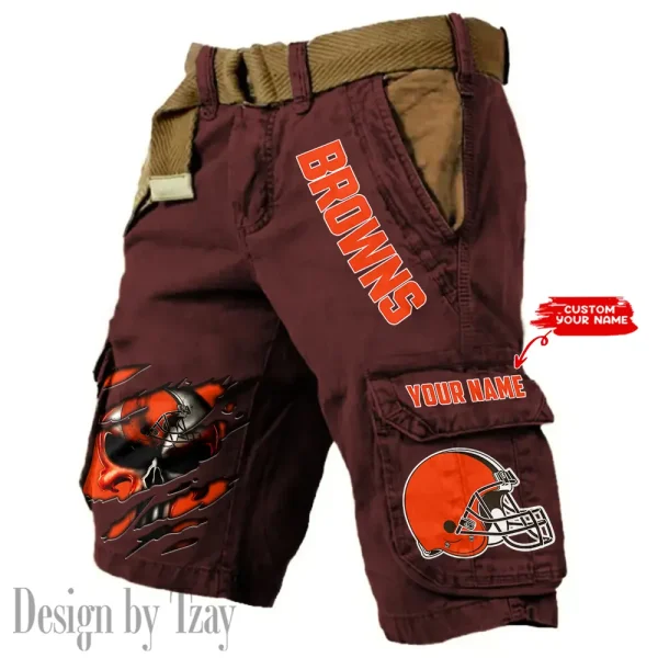 Cleveland Browns Pocket Print Cargo Shorts (Belt Not Included) trending 2025 S9MCS342 - Image 4