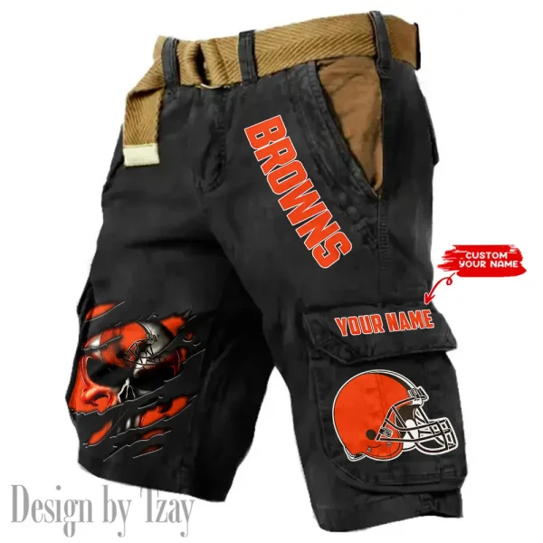 Cleveland Browns Pocket Print Cargo Shorts (Belt Not Included) trending 2025 S9MCS342 - Image 5