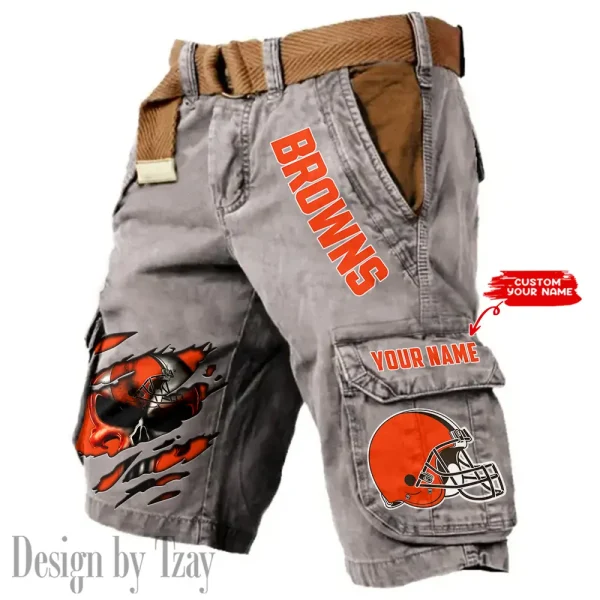 Cleveland Browns Pocket Print Cargo Shorts (Belt Not Included) trending 2025 S9MCS342 - Image 6