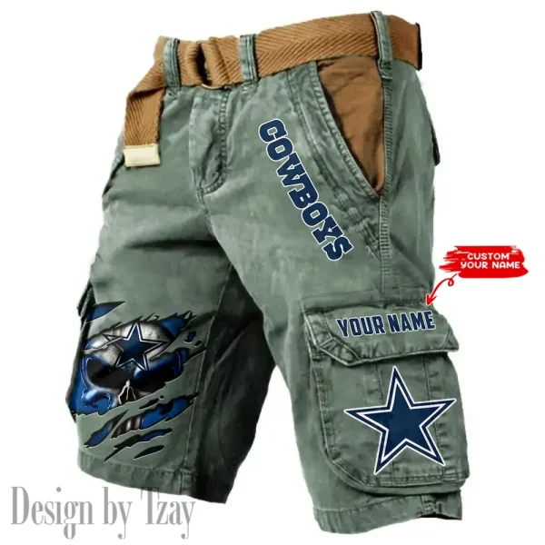 Dallas Cowboys Pocket Print Cargo Shorts (Belt Not Included) trending 2025 S9MCS343
