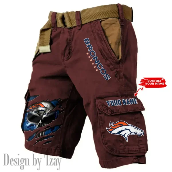 Denver Broncos Pocket Print Cargo Shorts (Belt Not Included) trending 2025 S9MCS344