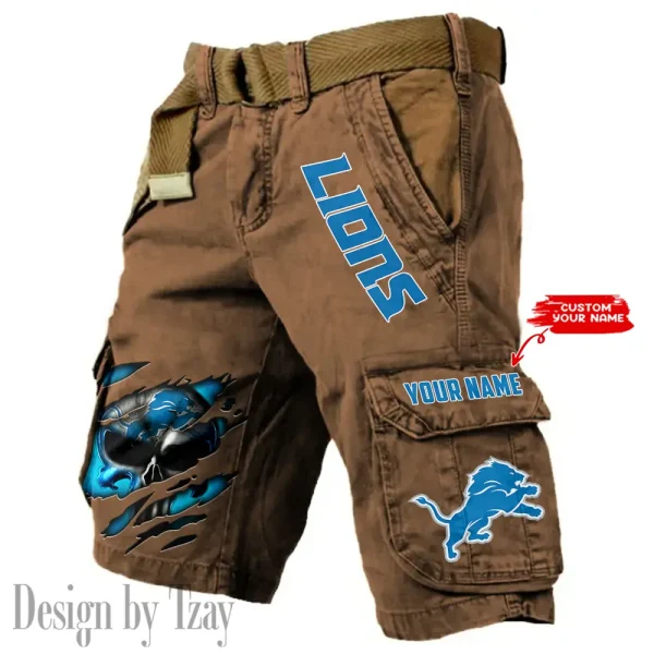 Detroit Lions Pocket Print Cargo Shorts (Belt Not Included) trending 2025 S9MCS345 - Image 2