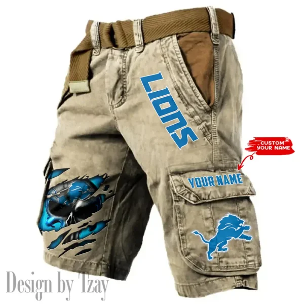 Detroit Lions Pocket Print Cargo Shorts (Belt Not Included) trending 2025 S9MCS345 - Image 3