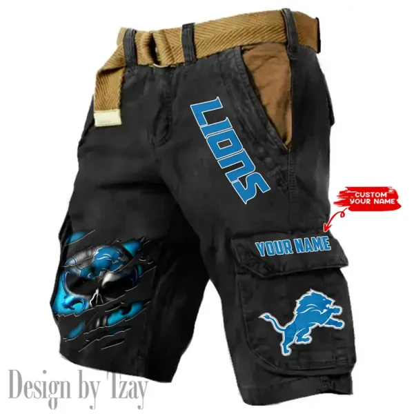 Detroit Lions Pocket Print Cargo Shorts (Belt Not Included) trending 2025 S9MCS345 - Image 4
