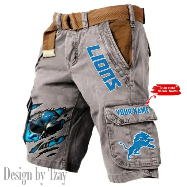 Detroit Lions Pocket Print Cargo Shorts (Belt Not Included) trending 2025 S9MCS345 - Image 5
