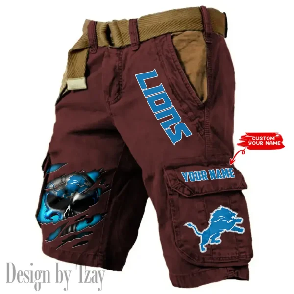 Detroit Lions Pocket Print Cargo Shorts (Belt Not Included) trending 2025 S9MCS345 - Image 6