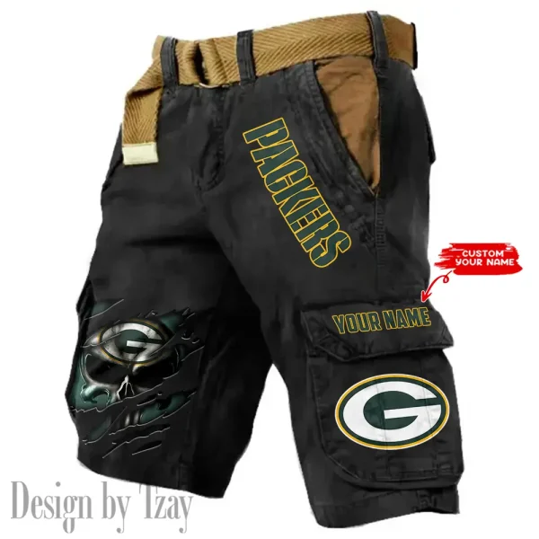 Green Bay Packers Pocket Print Cargo Shorts (Belt Not Included) trending 2025 S9MCS346 - Image 2