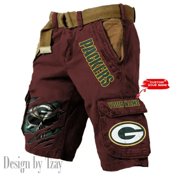Green Bay Packers Pocket Print Cargo Shorts (Belt Not Included) trending 2025 S9MCS346 - Image 6