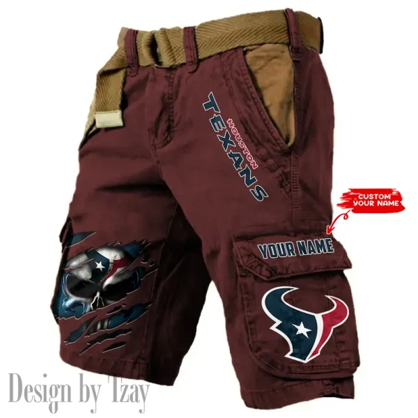 Houston Texans Pocket Print Cargo Shorts (Belt Not Included) trending 2025 S9MCS347