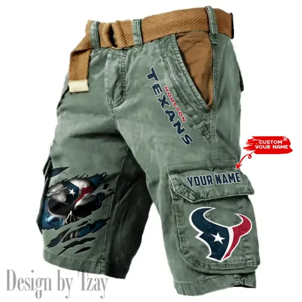 Houston Texans Pocket Print Cargo Shorts (Belt Not Included) trending 2025 S9MCS347 - Image 2