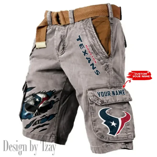 Houston Texans Pocket Print Cargo Shorts (Belt Not Included) trending 2025 S9MCS347 - Image 3