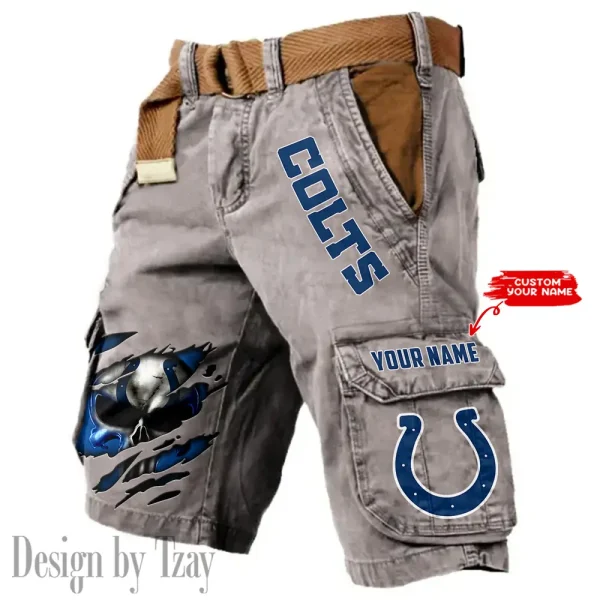 Indianapolis Colts Pocket Print Cargo Shorts (Belt Not Included) trending 2025 S9MCS348