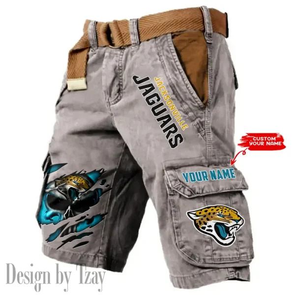Jacksonville Jaguars Pocket Print Cargo Shorts (Belt Not Included) trending 2025 S9MCS349