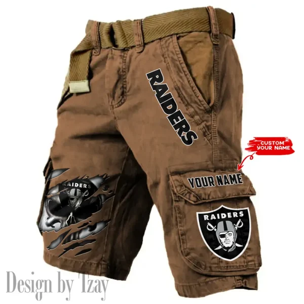 Las Vegas Raiders Pocket Print Cargo Shorts (Belt Not Included) trending 2025 S9MCS351 - Image 2