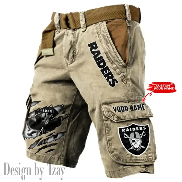 Las Vegas Raiders Pocket Print Cargo Shorts (Belt Not Included) trending 2025 S9MCS351 - Image 4