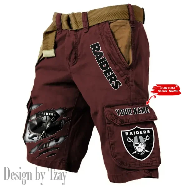 Las Vegas Raiders Pocket Print Cargo Shorts (Belt Not Included) trending 2025 S9MCS351 - Image 5