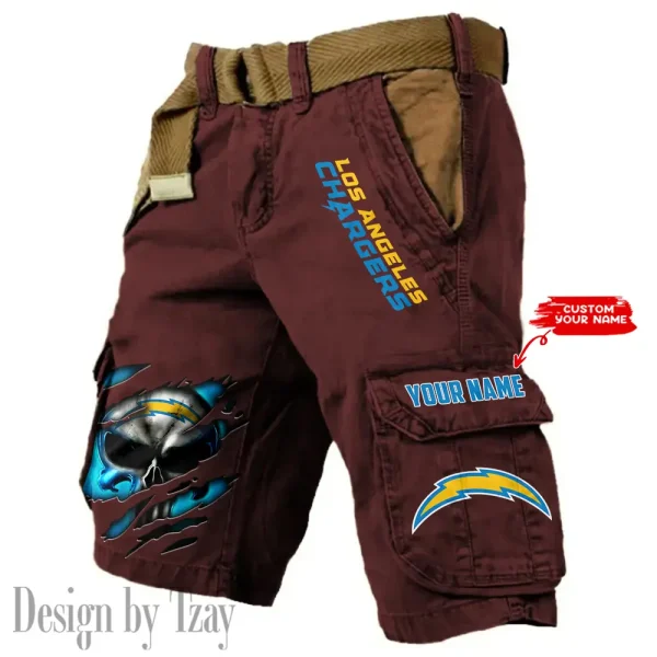 Los Angeles Chargers Pocket Print Cargo Shorts (Belt Not Included) trending 2025 S9MCS352 - Image 3