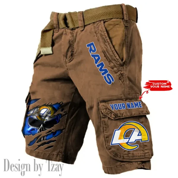 Los Angeles Rams Pocket Print Cargo Shorts (Belt Not Included) trending 2025 S9MCS353