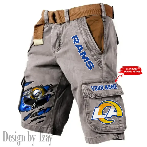 Los Angeles Rams Pocket Print Cargo Shorts (Belt Not Included) trending 2025 S9MCS353 - Image 2
