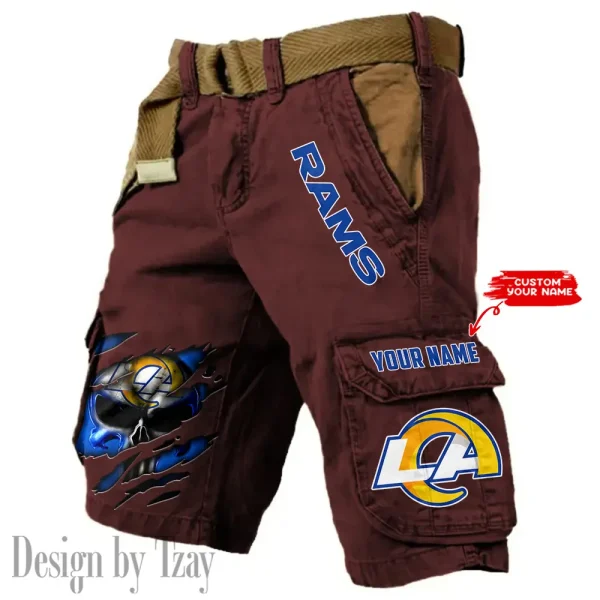 Los Angeles Rams Pocket Print Cargo Shorts (Belt Not Included) trending 2025 S9MCS353 - Image 3