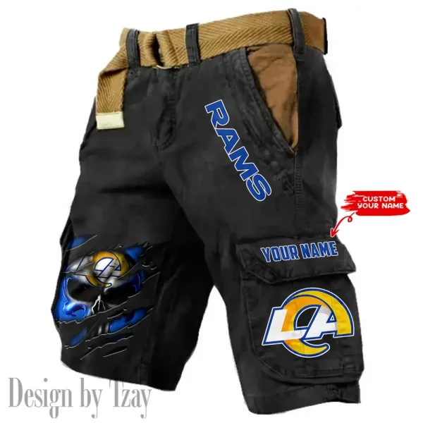 Los Angeles Rams Pocket Print Cargo Shorts (Belt Not Included) trending 2025 S9MCS353 - Image 4